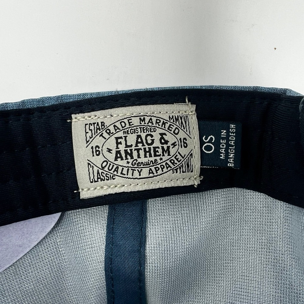 Flag & Anthem Snapback  Hat Blue One Size Adjustable Mesh Back 6 Panel - Picture 5 of 7